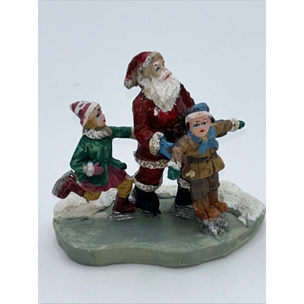 Vintage Christmas Village Accessory - Santa & Children Ice Skating Greenbrier